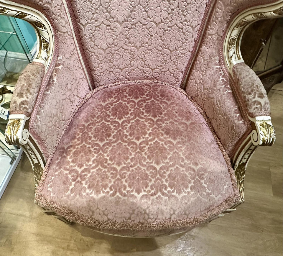 19th Century French Giltwood/cream Wingback Armchair