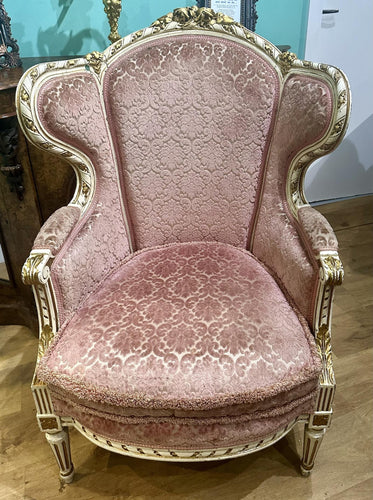 19th Century French Giltwood/cream Wingback Armchair