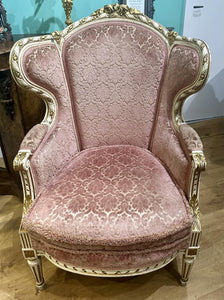 19th Century French Giltwood/cream Wingback Armchair