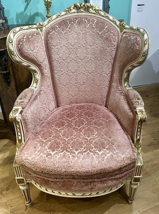 19th Century French Giltwood/cream Wingback Armchair