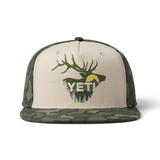 Yeti Sunrise Elk Flat Brim Hat - Tan/Green Camo